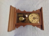 Key wind carved Kitchen Clock with key and pendulum has humidifier dial on pendulum 18 tall