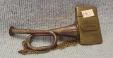 Brass US Military Match Holder and a miniature bugle