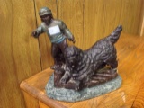 Bronze unsigned Statue of Boy and Dog in original condition 9 by 10