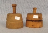 Pair of Early wooden Butter molds with different pat patterns