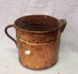 Early Copper Iron Handle Pitcher 10 by 12