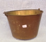 Large Brass Pail with Iron Handle 10 by 15