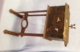 Cast iron early Pipe Smoking Stand with ornate top and  drop down humidity box 27 by 14