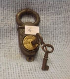 1870 NSW Railroad Cast Iron Lock with key