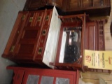 Marble top mahogany Buffet with beveled glass carved Crest 78 by 48 by 23