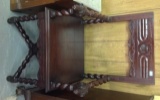 Ram's Head wooden Chair with barley twist arms and legs  43 by 23 by 18