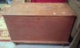 Amish dovetailed 1800's Blanket Box in original red wash paint 25 by 38 by 18