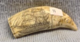 Scrimshaw decorated bone dated 1831