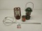 Vintage lanterns and Harley Davidson full oil can