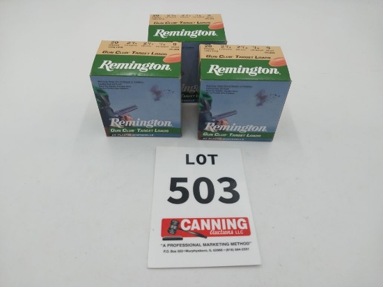 Remington 20 ga 2 3/4" 9 shot 3 full boxes