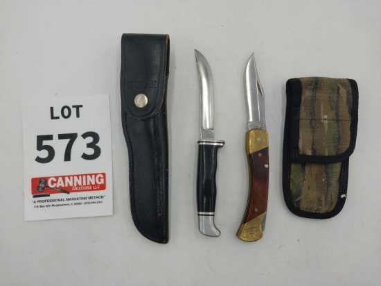 Hunting knife and pocket knife with sheath/case