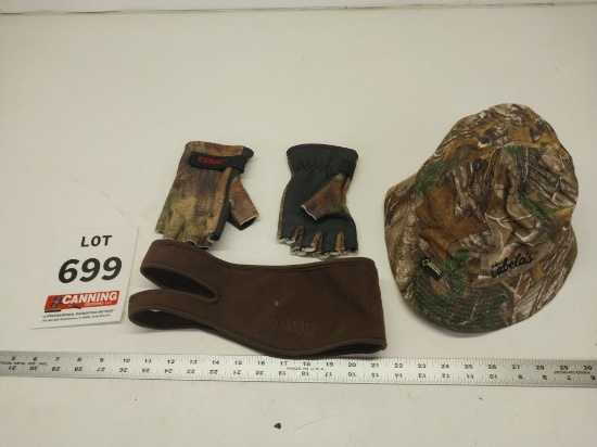 Cabelas camo hat, face mask, gloves