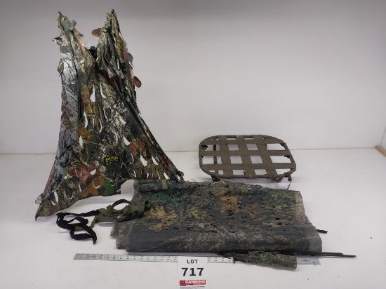 2 camo pop up blinds and metal seat