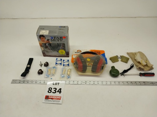 Assorted ear protection, trigger locks, misc