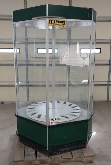 Rotating glass window firearm display case