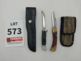 Hunting knife and pocket knife with sheath/case