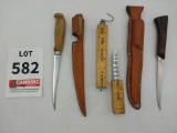 Fillet knives with sheaths, fishing combo