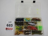 Tackle tray of assorted soft plastic lures