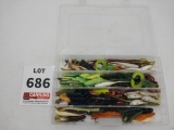 Tackle tray of assorted soft plastic lures
