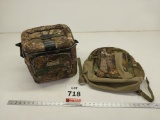 Camo backpack and Coleman soft cooler