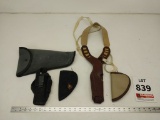 2 Pistol holsters and 3 soft cases