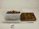 Assortment of hulls with vintage ammo belt