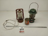 Vintage lanterns and Harley Davidson full oil can