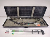 Martin compound bow with hard case and arrows