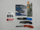 3 Pocket Knves & new knife sharpener