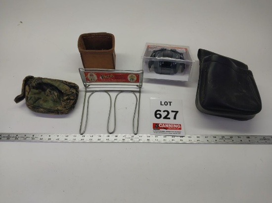 Shotgun shell pouches, boot hanger, ear muffs