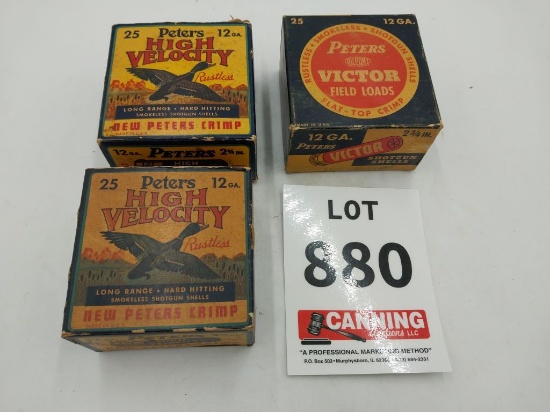 3 Vintage Peters empty shotgun shell boxes