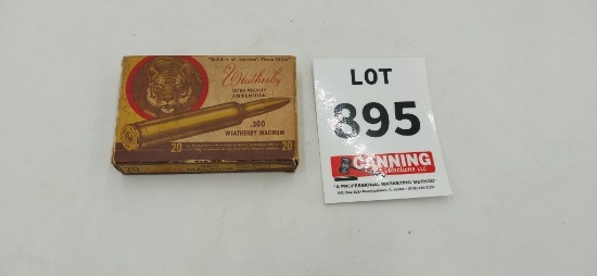Vintage box of Weatherby 300 mag empty cartridges