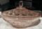 VINTAGE INDIANA GLASS PEACH WINDSOR PATTER CANDY DISH WITH LID