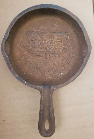 VINTAGE SMALL ACE HARDWARE CAST IRON ASHTRAY