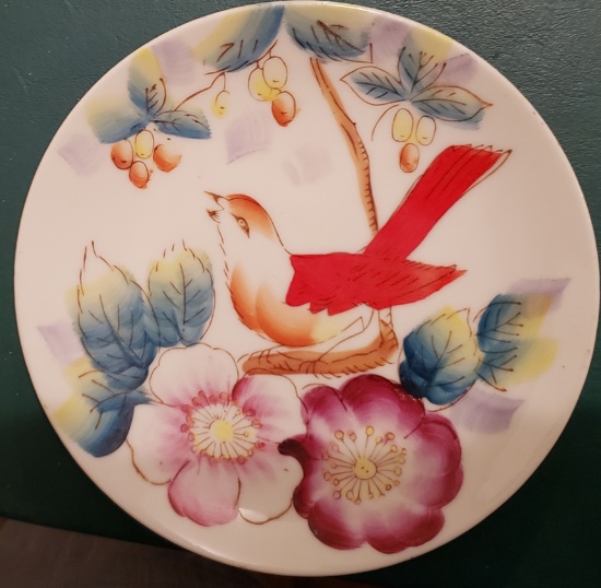 2 HANDPAINTED BIRD PLATES