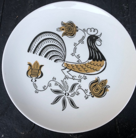 GOOD MORNING BY ROYAL MID CENTURY ROOSTER PLATE