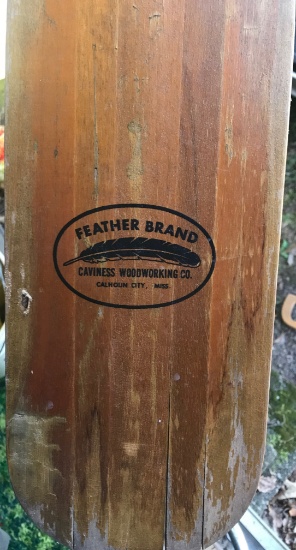 VINTAGE FEATHER BRAND WOODEN PADDLE