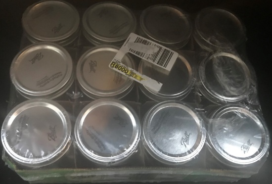 12 BALL MASON JARS WIDE MOUTH PINT SIZED WITH LIDS AND BANDS