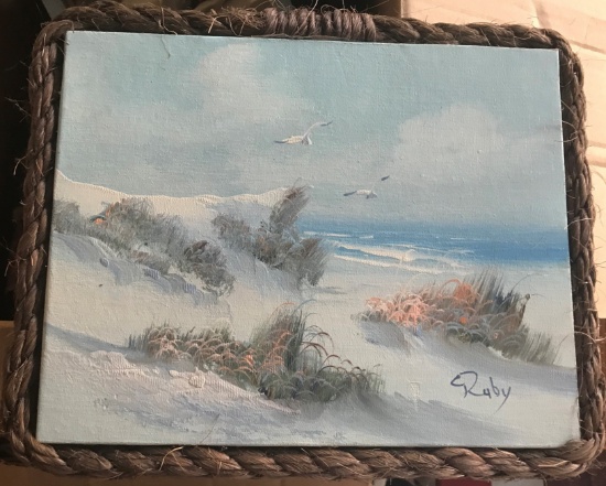 BEACH THEMED SIGNED PAINTING ON CANVAS