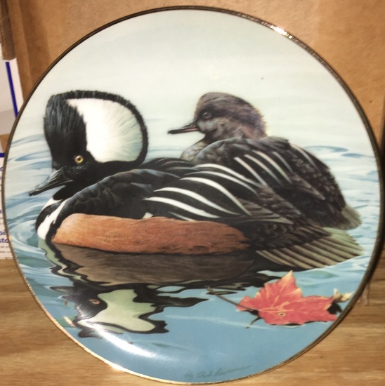 HOODED MERGANSERS LIMITED EDITION GOLD RIMMED COLLECTORS PLATE
