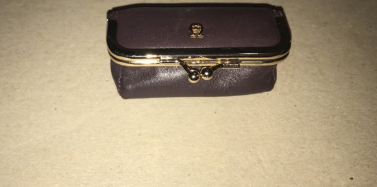 VINTAGE ETIENNE AIGNER BURGANDY LEATHER LIPSTICK CASE WITH MIRROR