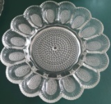VINTAGE INDIANA GLASS HOBNAIL CLEAR DEVILED EGG PLATE SUNFLOWER