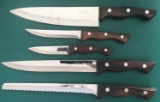 CARVEL HALL STAINLESS STEEL KNIVES WITH WOODEN BLOCK HOLDER