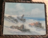 BEACH THEMED SIGNED PAINTING ON CANVAS