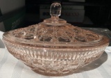 VINTAGE INDIANA GLASS PEACH WINDSOR PATTER CANDY DISH WITH LID