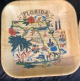 SQUARE VINTAGE FLORIDA STATE MAP BAMBOO SOUVENIR BOWL