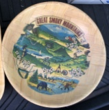 VINTAGE GREAT SMOKY MOUNTAINS SOUVENIR WEAVED BAMBOO BOWL