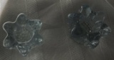 4 GLASS CANDLESTICK HOLDERS