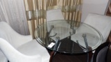 GLASS TOP TABLE w/ 4 CHAIRS