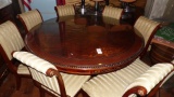 6 FT. INLAID DINING TABLE w/ 8 CHAIRS